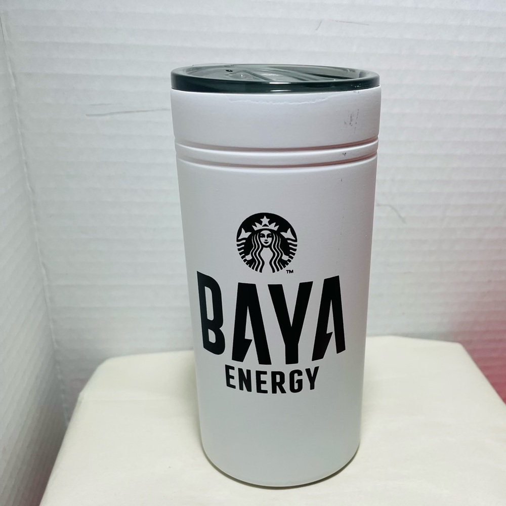 Starbucks Baya Tumbler Cup Energy Drink Metal White Stainless Steel Brand- New